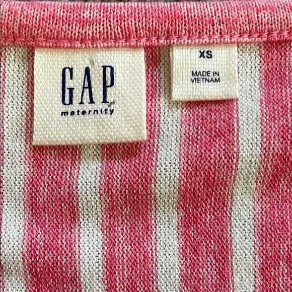 GAP maternity Pink White Striped V-Neck Top small - Picture 2 of 4